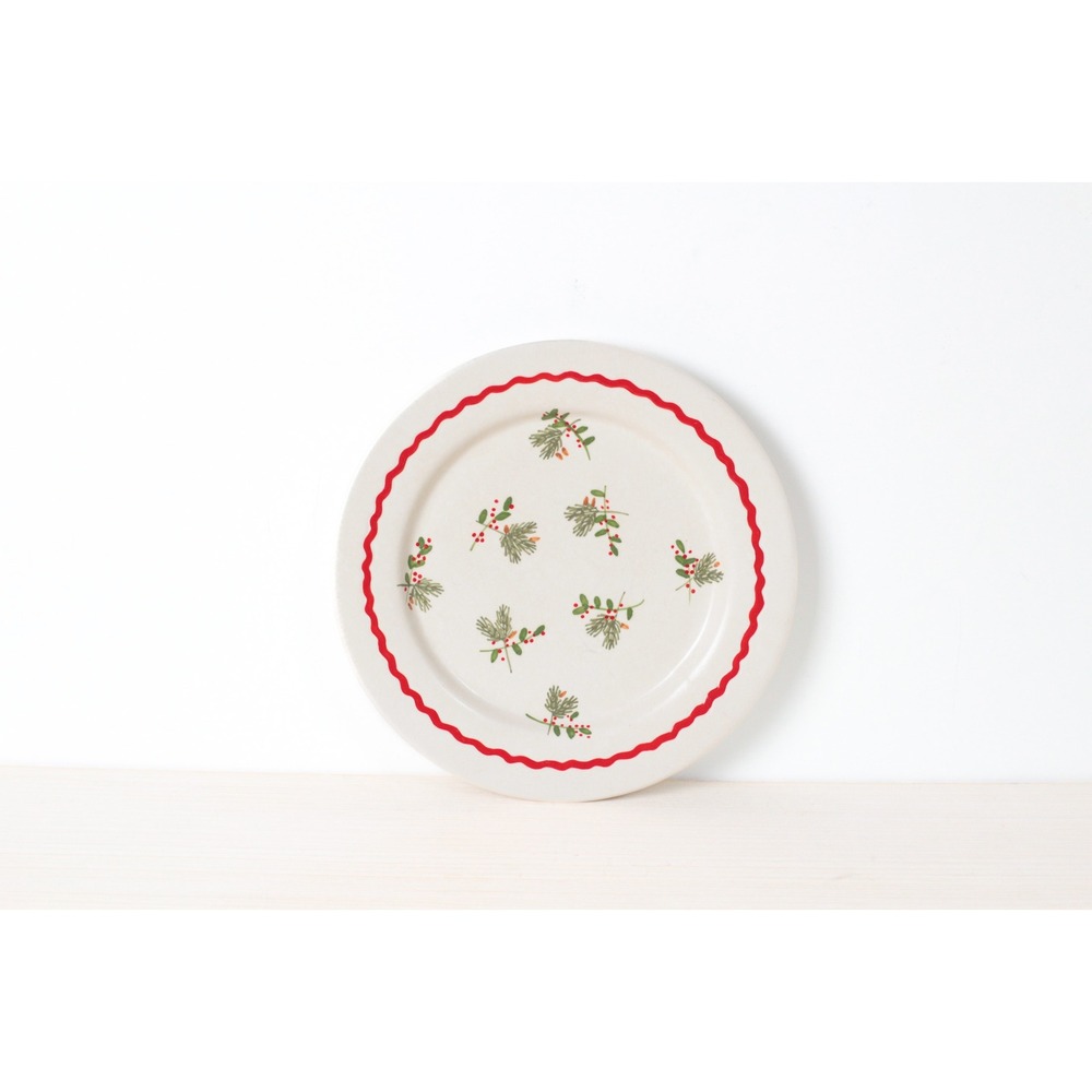 Vintage 90s‎ Hallmark Ceramic Christmas Plate Holly Berry Print 8"x8"